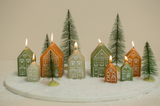 rustik lys kerstkaarsen huisjes